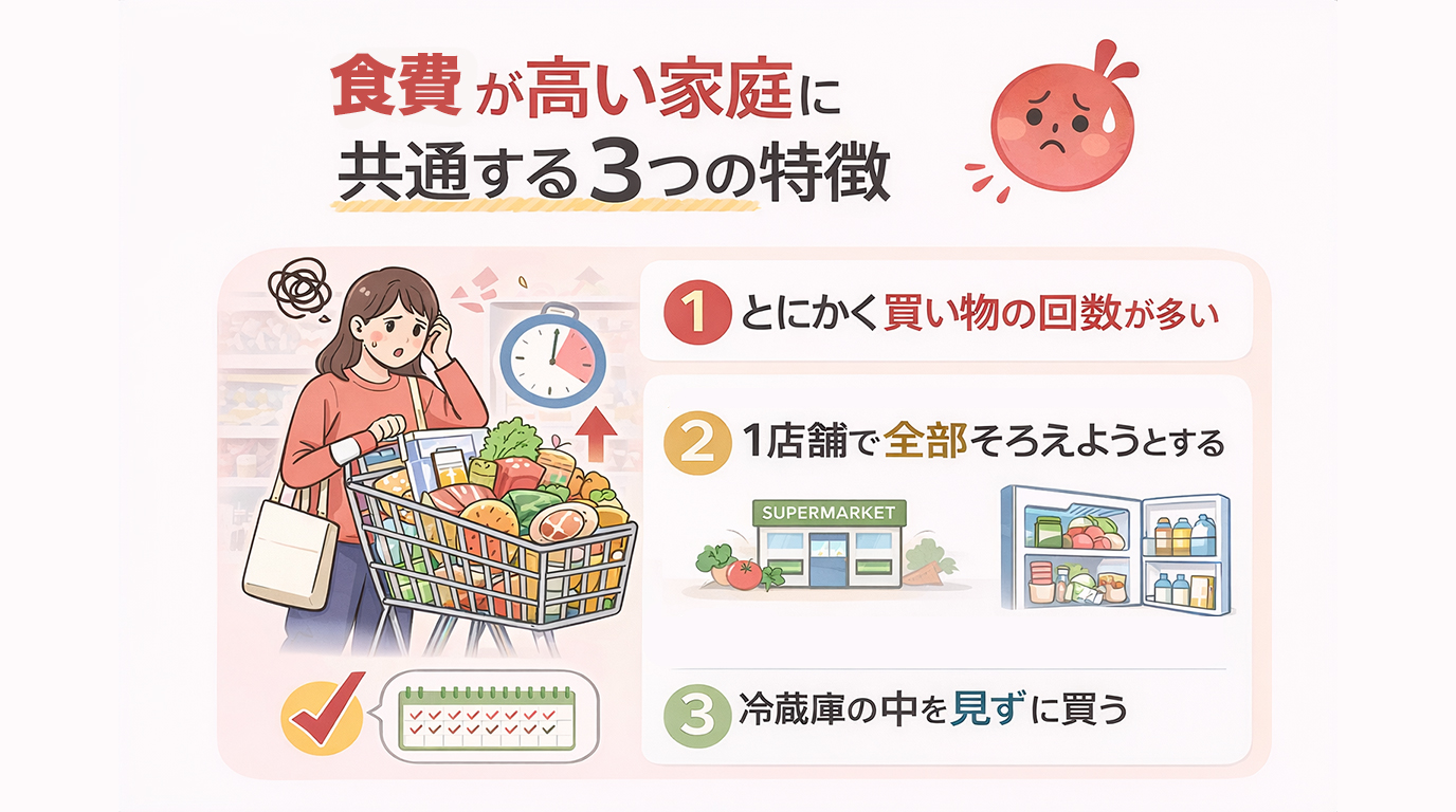 食費が高い家庭に共通する買い物の3つの特徴（買い物回数が多い・1店舗で全部買う・冷蔵庫を見ずに買う）