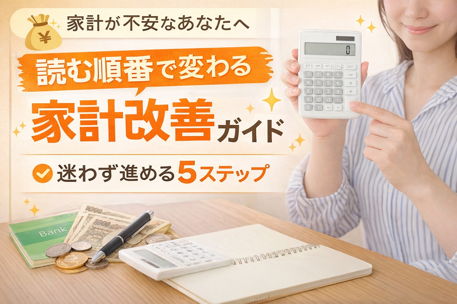 家計改善の読む順番で変わる家計管理ガイドのアイキャッチ（5ステップ解説）